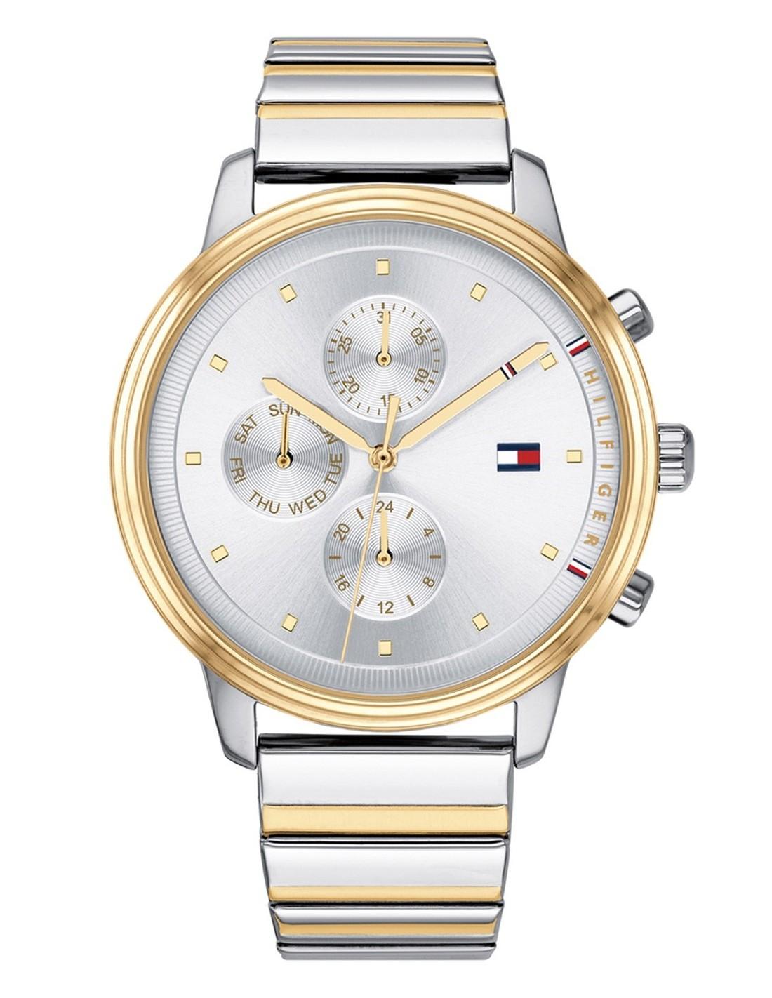 Tommy Hilfiger 1781908 Silver And Golden Two Tone Stainless Steel Chronograph Watch For Women - White & Golden