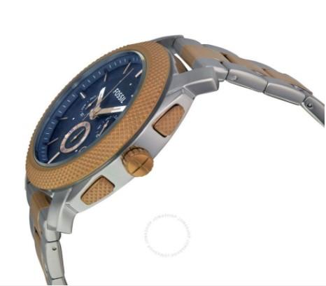 Fossil Machine Chronograph Blue Dial Two-Tone Mens Watch-FS5037