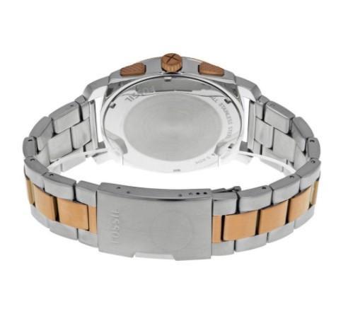 Fossil Machine Chronograph Blue Dial Two-Tone Mens Watch-FS5037