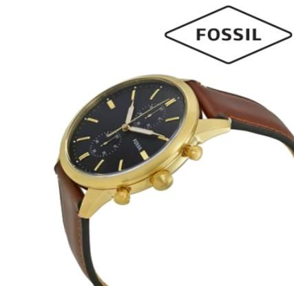 Fossil Townsman Chronograph Black Dial Brown Leather Band Mens Watch-FS5338