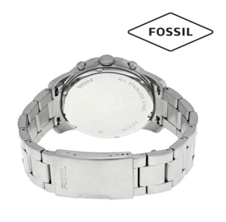 Fossil Chronograph Grant Sport Blue Dial Silver Band Stainless Steel Mens Watch-FS5238