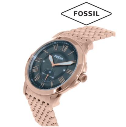 FOSSIL Grant Multi Function Grey Dial Rose Gold Band Stainless Steel Mens Watch-FS5083