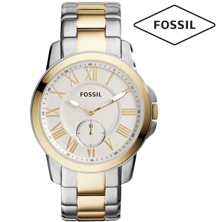 FOSSIL Cream Dial Two-Tone Band Stainless Steel Mens Watch-FS5026