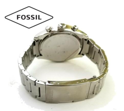 Fossil Chronograph Brown Dial Silver Band Mens Watch-BQ2140