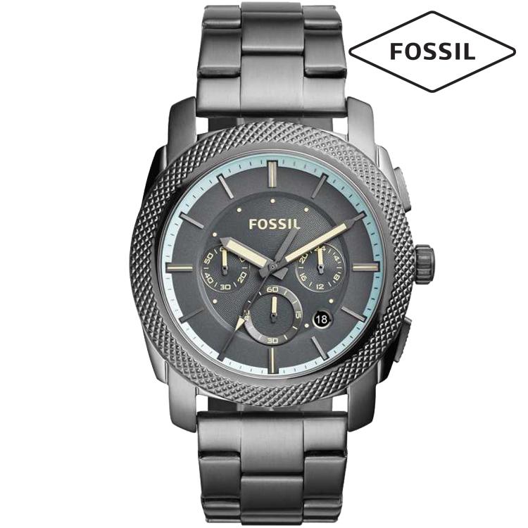 Fossil Machine Chronograph Gunmetal Dial Gunmetal Band Stainless Steel Mens Watch-FS5172
