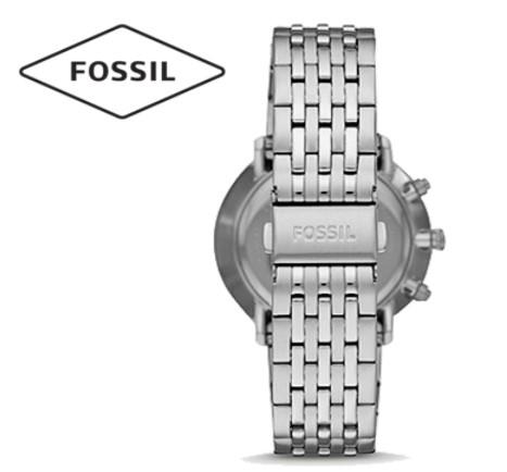 Fossil Chronograph Blue Dial Silver Chain Mens Watch-FS5542