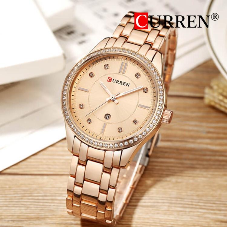Latest CURREN Rose Golden Dial Rose Golden Band Stainless Steel Ladies Watch