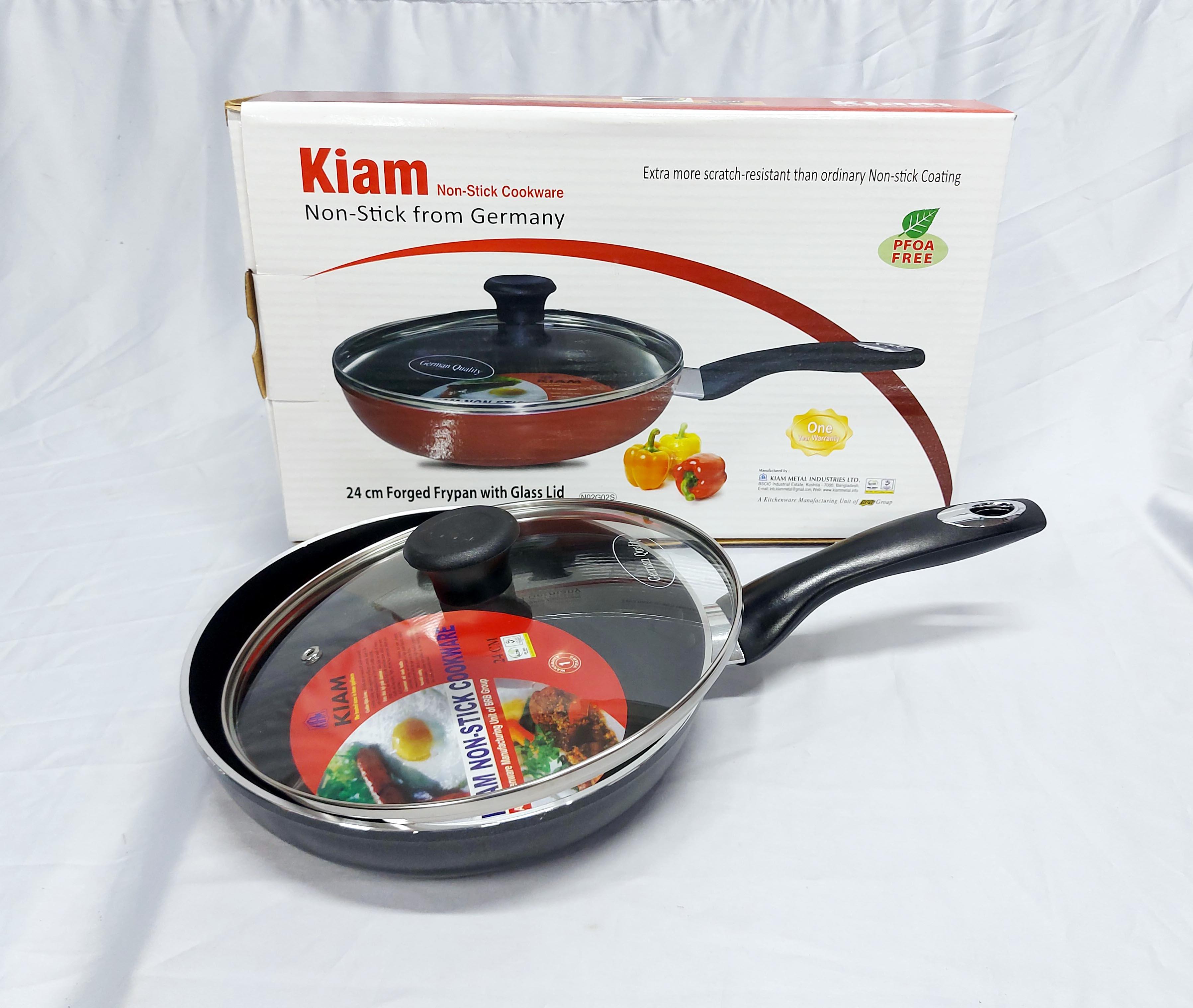 Kiam Non Stick Fry Pan With Glass Lid 24 Cm