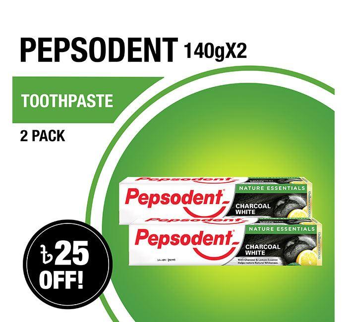 Pepsodent Toothpaste Charcoal White 140gX2 Multipack