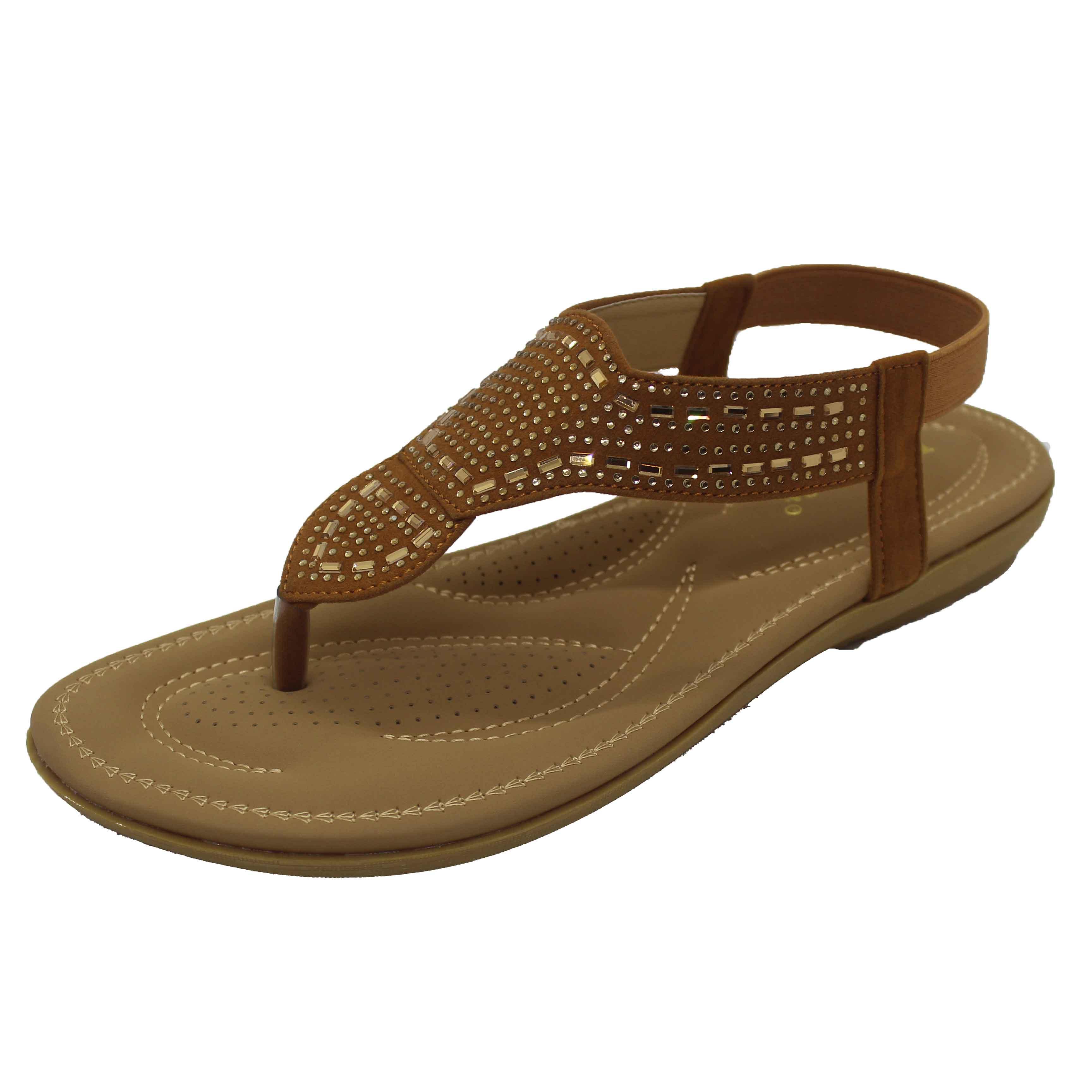 Bay Ladies Open Brown Flats Shoe