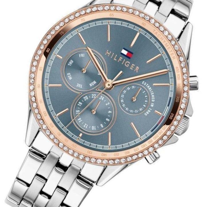 Tommy Hilfiger 1781976 Silver Stainless Steel Chronograph Watch For Women - Blue & Silver