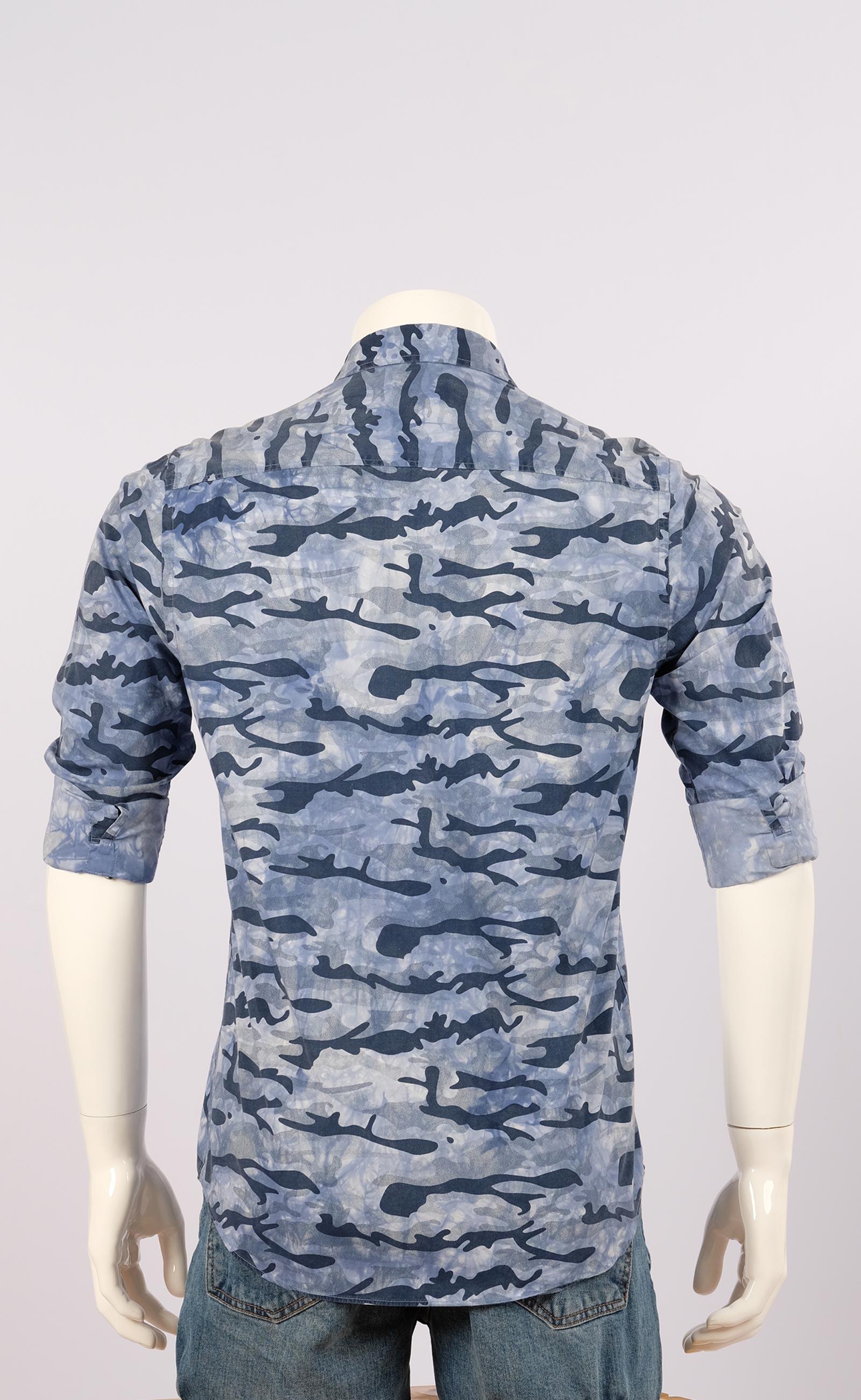 MENS BLUE CAMO CASUAL SHIRT