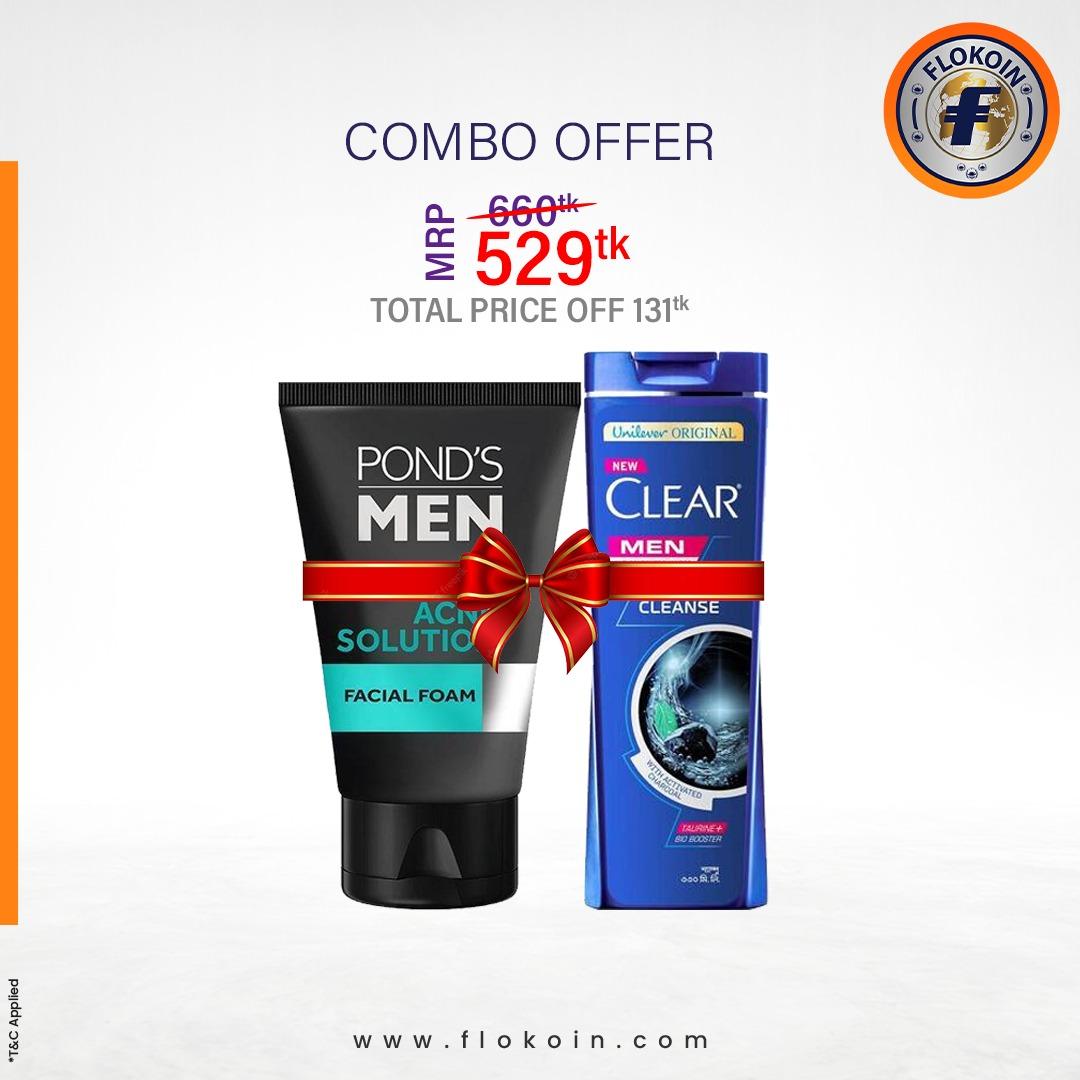 Ponds Men Facewash Acne Solution 100g + CLEAR Men Shampoo Deep Cleanse 330ml (Combo Offer)