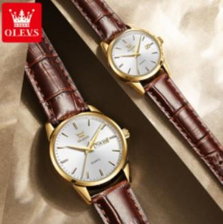 OLEVS Fashion Watches Couple Watch Stainless Steel Calendar Waterproof Business Quartz Watch For Men Women