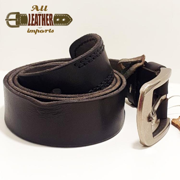 Original Genuine Leather Formal Buckle Design Black Band Brass Color Buckle Stylish Belt