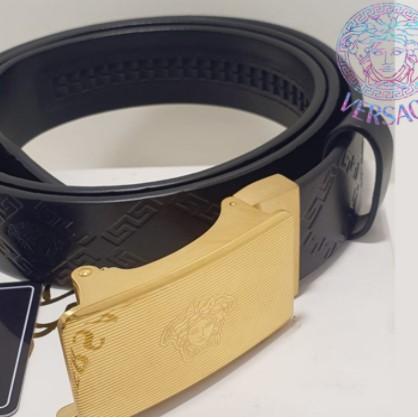 Versace Black Band Golden Buckle Genuine Leather Belt For Men