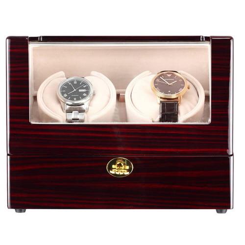 Double Automatic Watch Winder With 2 Independent Quiet Motor & LCD Digital Display