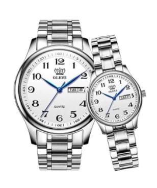 OLEVS 5567WH Stainless Steel Couple Watch