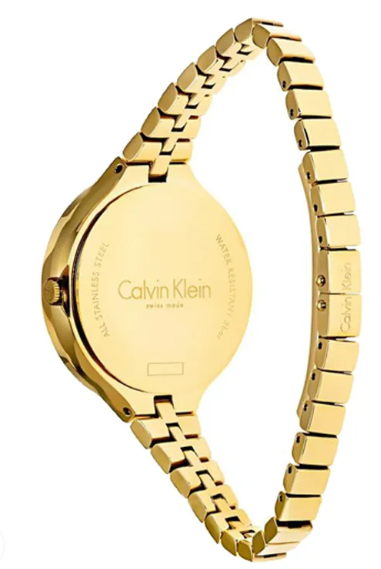 New Arrived Calvin Klein Analogue Quartz Impetuous Silver Dial Gold-tone Stainless Steel Ladies Watch