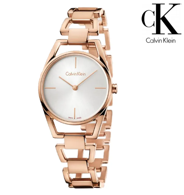 New Arrived Calvin Klein Analogue Quartz Silver Dial Rose Golden Band Stainless Steel Ladies Watch