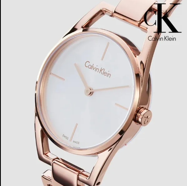 New Arrived Calvin Klein Analogue Quartz Silver Dial Rose Golden Band Stainless Steel Ladies Watch