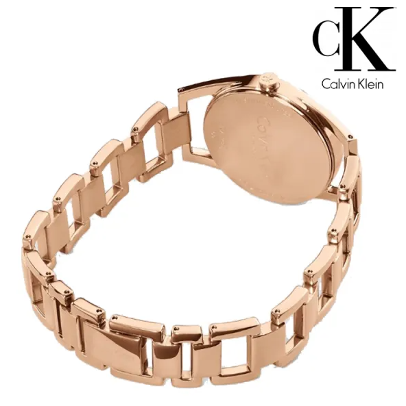 New Arrived Calvin Klein Analogue Quartz Silver Dial Rose Golden Band Stainless Steel Ladies Watch