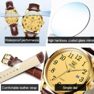 OLEVS Classic Fashion Quartz leather Couple Watch Casual Business Watches for Men / Watches for Women