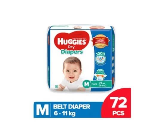 Huggies Dry Belt Diaper Medium (M)-72 Pcs (6 - 11 Kg)