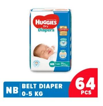 Huggies Dry Belt Diaper New Born-64 Pcs (0-5 Kg)