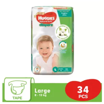 Huggies Ultra Dry Belt Diaper Large (L) 34 Pcs (8-13 Kg)