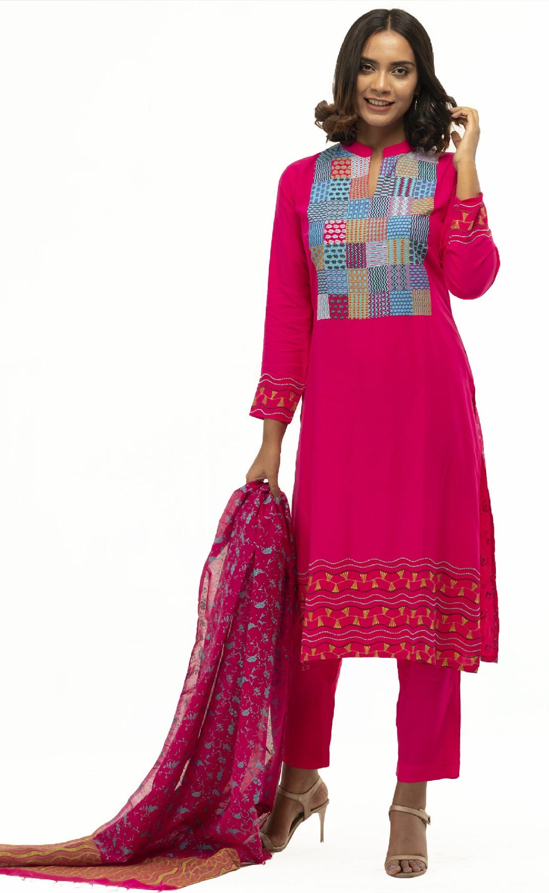 Magenta Ladies Three Piece