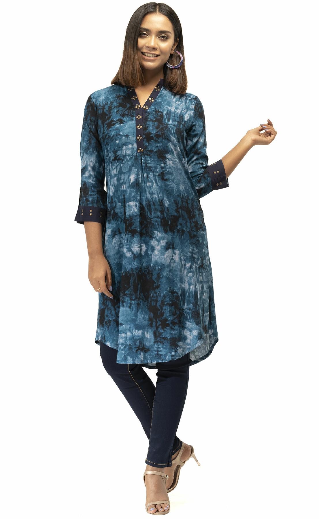 BLUE PRINTED LADIES KURTY