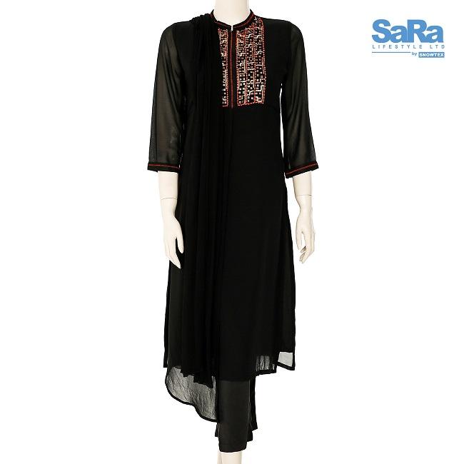 SaRa Ladies Ethnic 3 pcs (SRPW085A-Black )