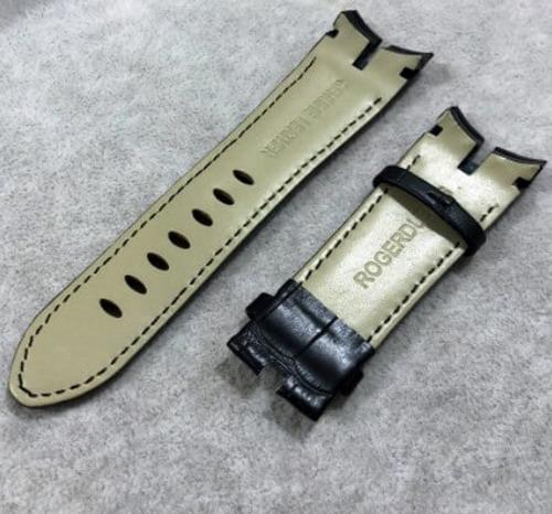 Black New Roger Dubuis Leather Watch Strap
