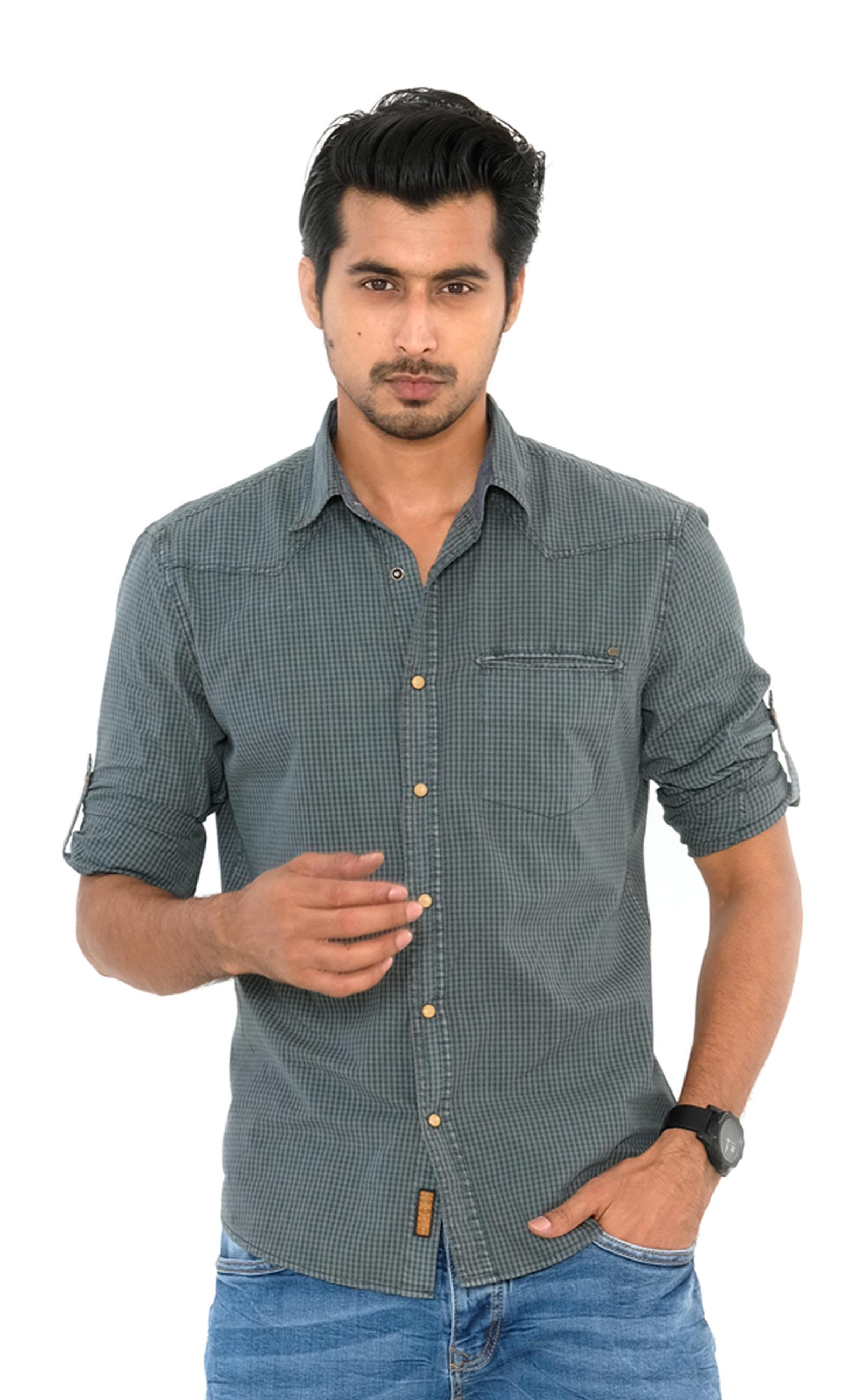MENS CASUAL PETROL SHIRT