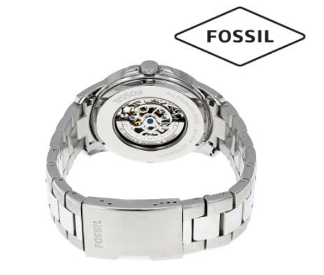 Fossil Grant Black Dial Silver Stainless Steel Band Mens Watch-ME3055