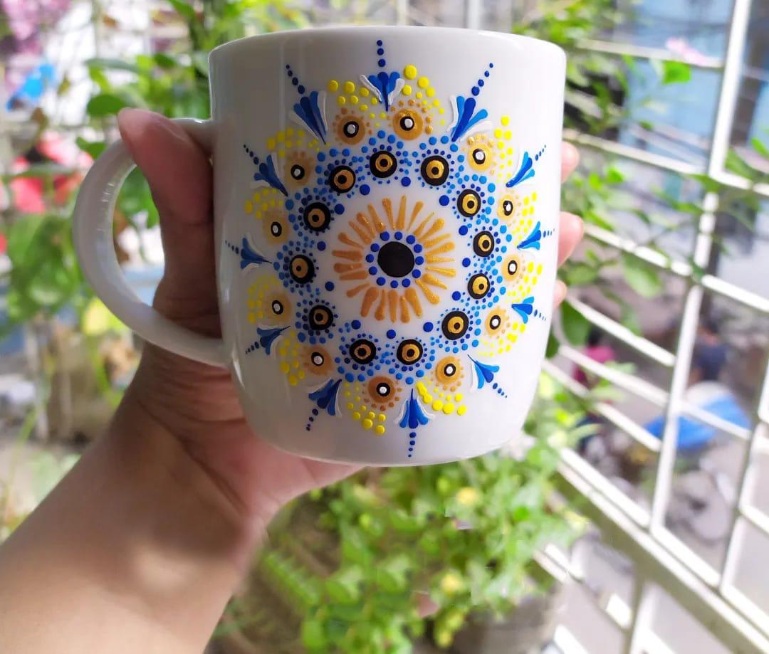 Handpainted Ceramic mug - White