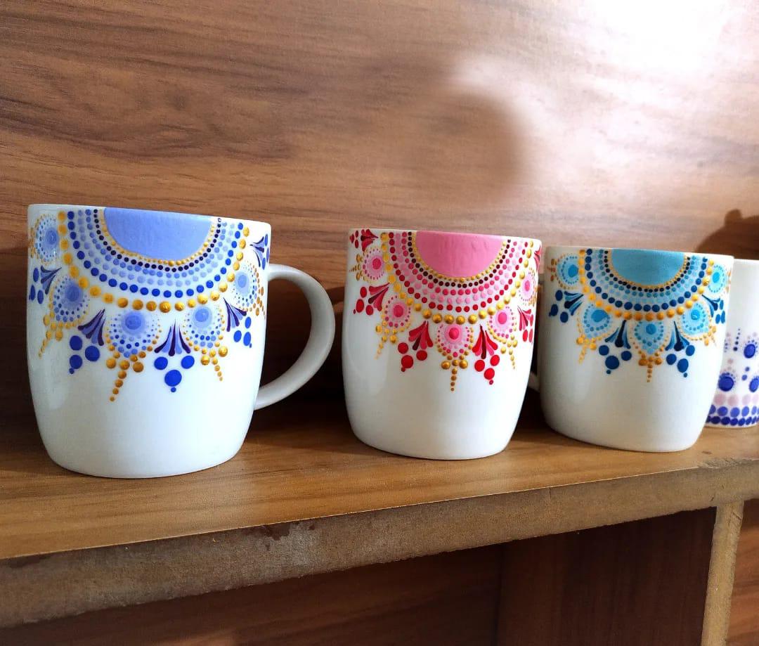 Handpainted Ceramic mug - White