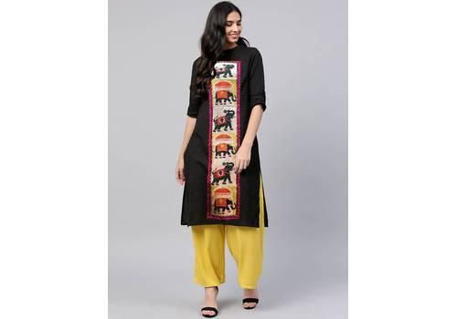 Unstitched Black Kameez Piece