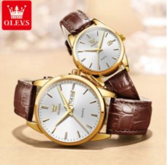 OLEV Fashion Couple Watches Double Calendar Simple Waterproof Men and Women Wristwatch