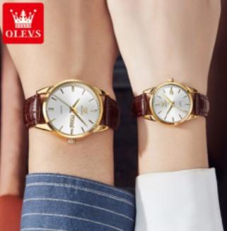 OLEVS Fashion Watches Couple Watch Stainless Steel Calendar Waterproof Business Quartz Watch For Men Women