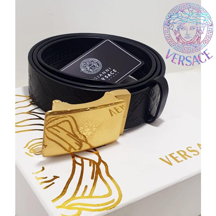 Versace Black Band Golden Buckle Genuine...
