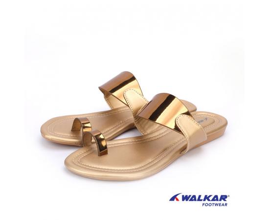 Walkar Ladies flat Sandal Golden
