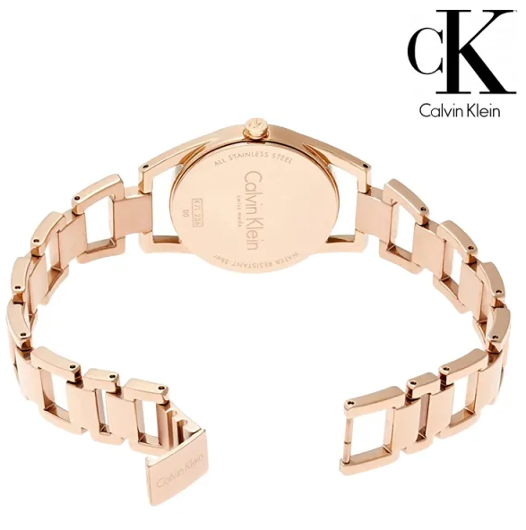 New Arrived Calvin Klein Analogue Quartz Silver Dial Rose Golden Band Stainless Steel Ladies Watch