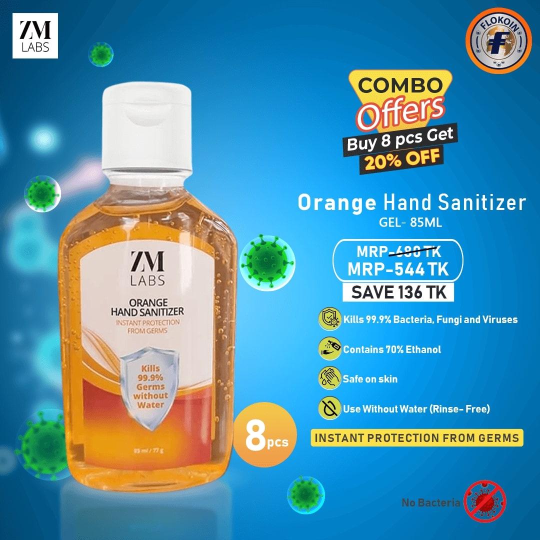 8 pcs ZM LABS ORANGE Hand Sanitizer