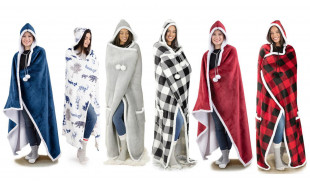 Luxury Hoodie Sherpa-Lined Throw Blanket