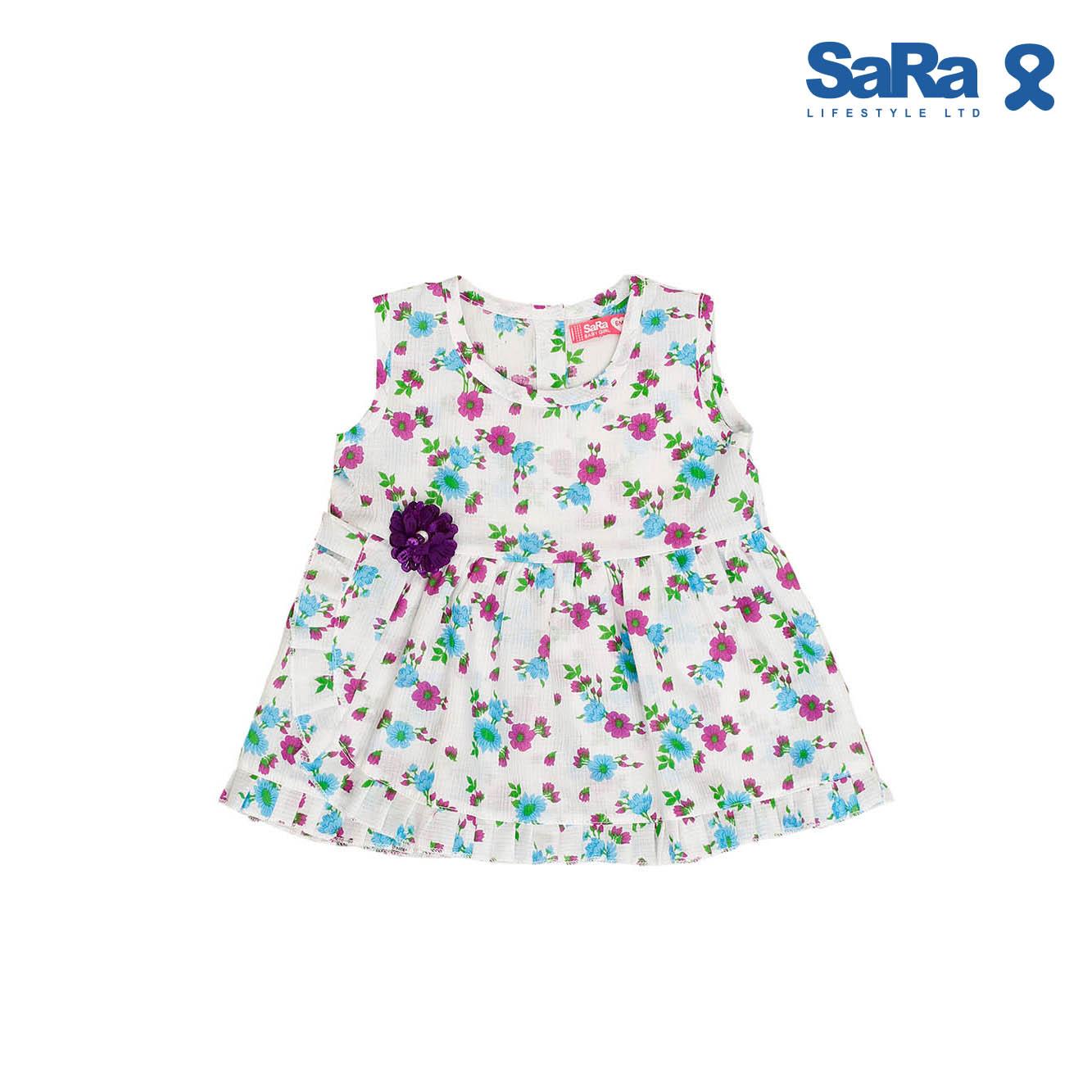SaRa Girls Frock (GFR11YFAG-White Printed)