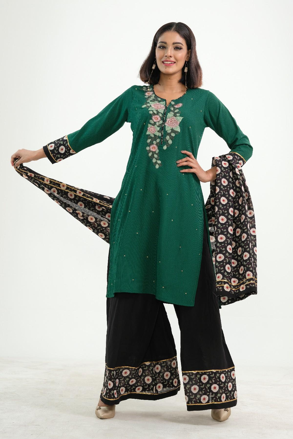 Green Ladies Three Piece