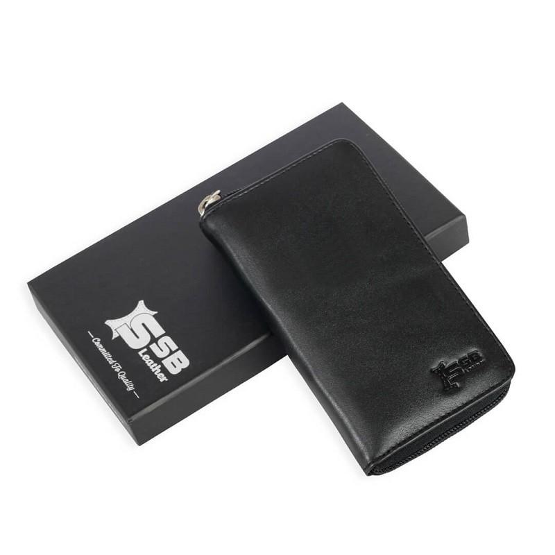Black Semi Long Leather Wallet SB-W66