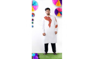 White Cotton Panjabi for Men